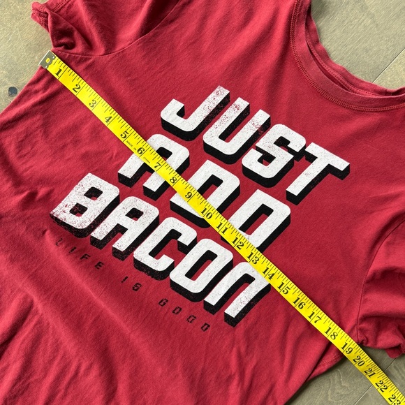 Life Is Good Red Just Add Bacon Graphic Tee Men’s Size Small Short Sleeve - Picture 6 of 6